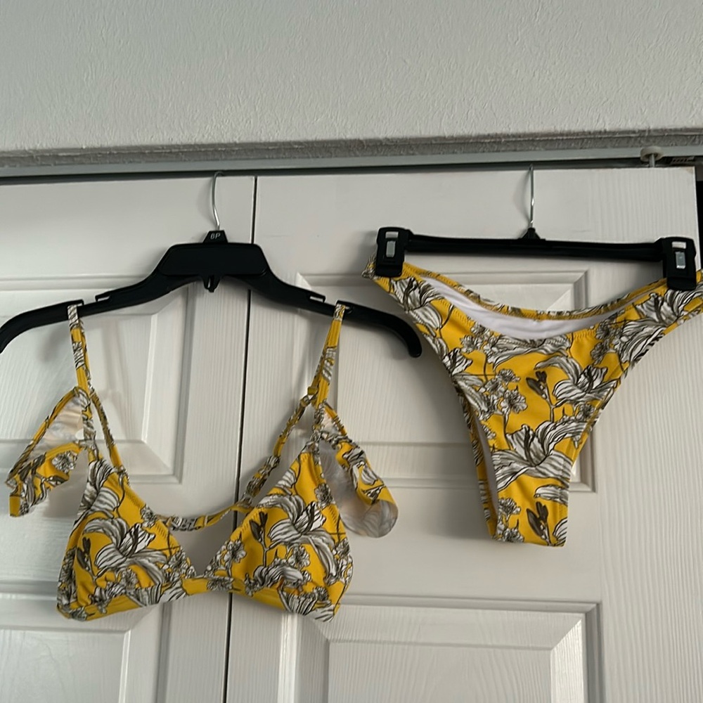 Yellow floral bikini - never worn